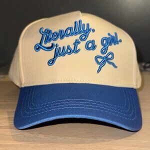 Blue Embroidered "Literally Just a Girl" Baseball Cap NEW